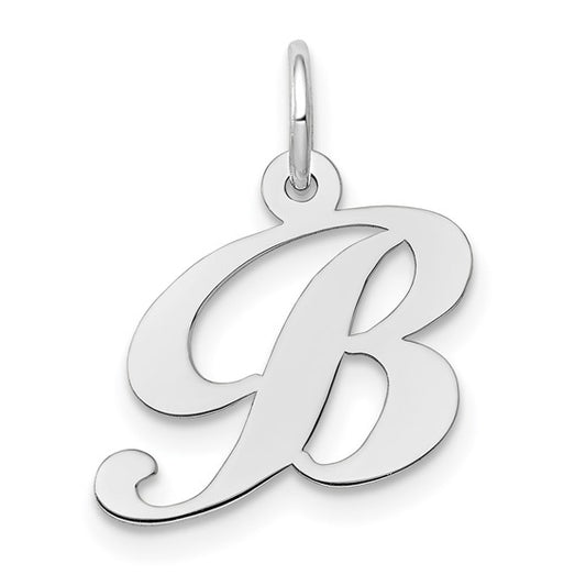 14kt White Gold Small Fancy Script Letter B Initial Charm