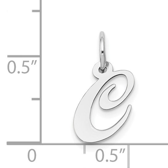 14kt White Gold Small Fancy Script Letter C Initial Charm