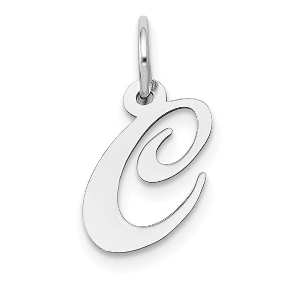 14kt White Gold Small Fancy Script Letter C Initial Charm