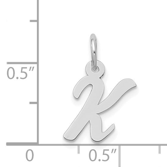 14kt White Gold Small Script Letter K Initial Charm