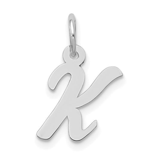 14kt White Gold Small Script Letter K Initial Charm