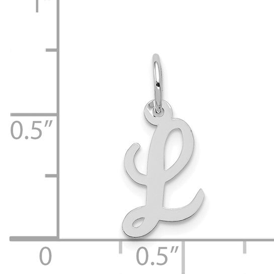 14kt White Gold Small Script Letter L Initial Charm