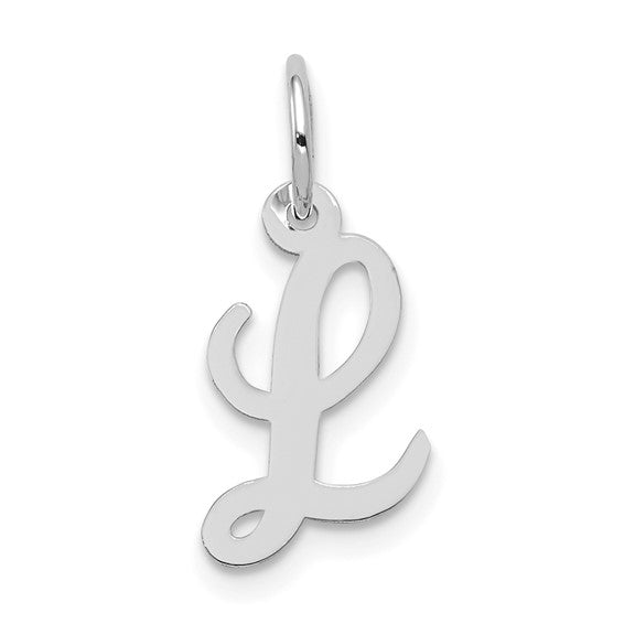 14kt White Gold Small Script Letter L Initial Charm