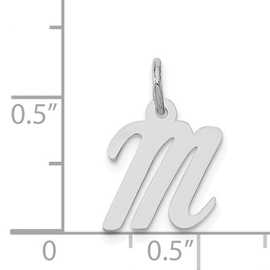 14kt White Gold Small Script Letter M Initial Charm