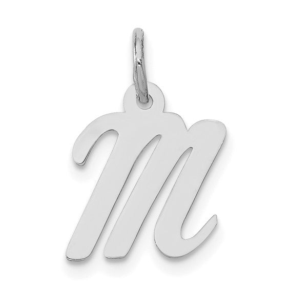 14kt White Gold Small Script Letter M Initial Charm