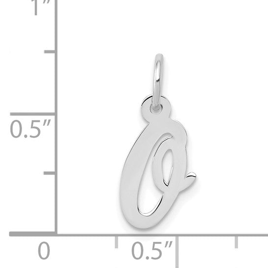 14kt White Gold Small Script Letter O Initial Charm