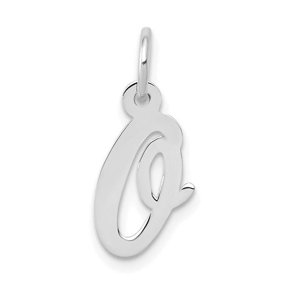 14kt White Gold Small Script Letter O Initial Charm