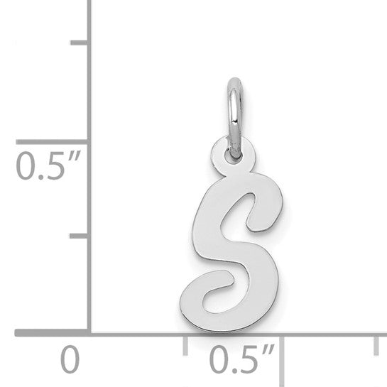 14kt White Gold Small Script Letter S Initial Charm
