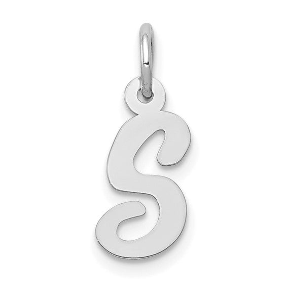 14kt White Gold Small Script Letter S Initial Charm