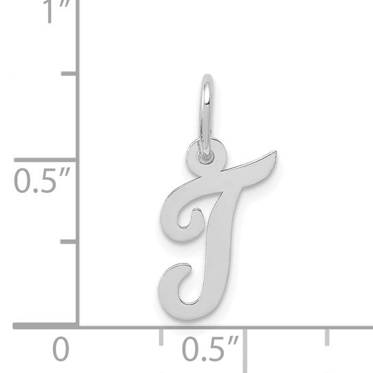 14kt White Gold Small Script Letter T Initial Charm