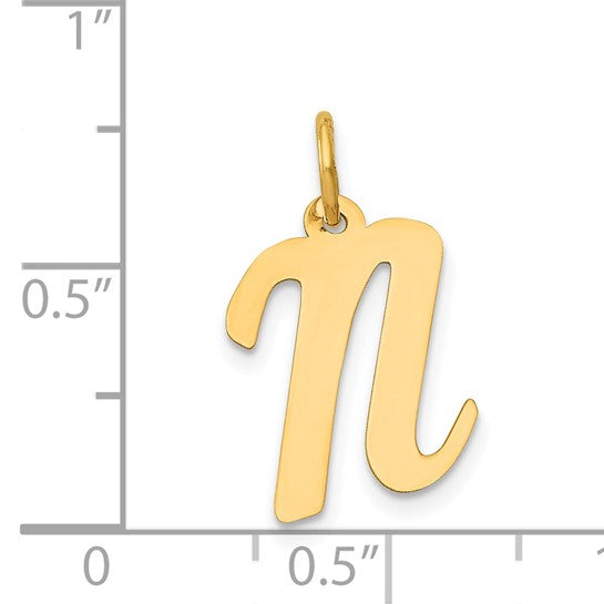 14kt Yellow Gold Medium Script Letter N Initial Charm