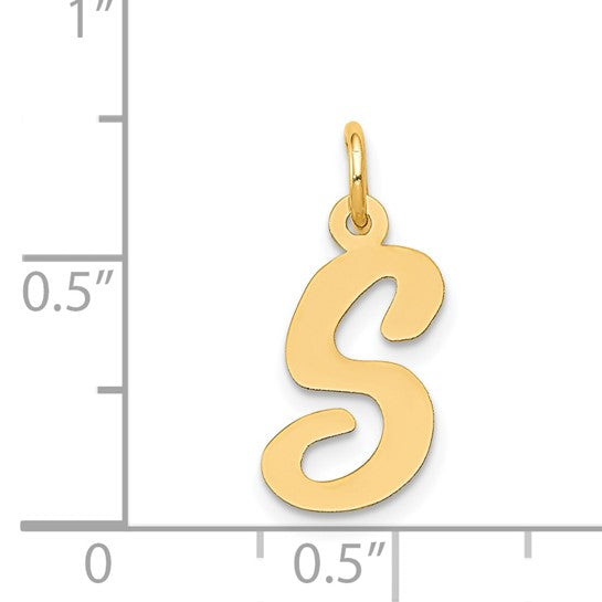 14kt Yellow Gold Medium Script Letter S Initial Charm