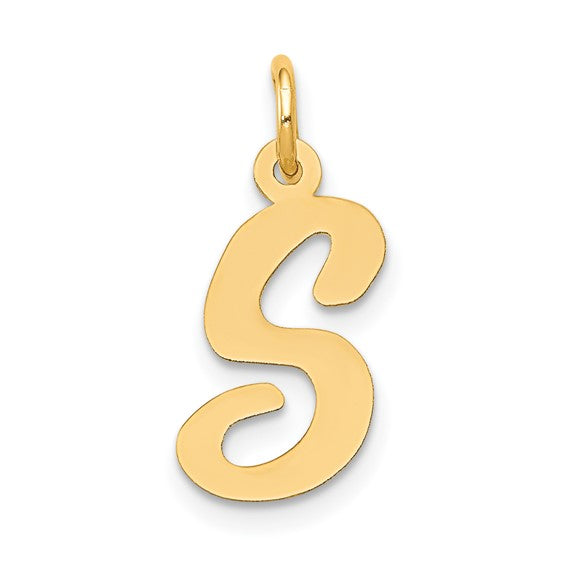 14kt Yellow Gold Medium Script Letter S Initial Charm