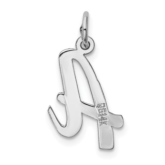 14kt White Gold Medium Script Letter A Initial Charm
