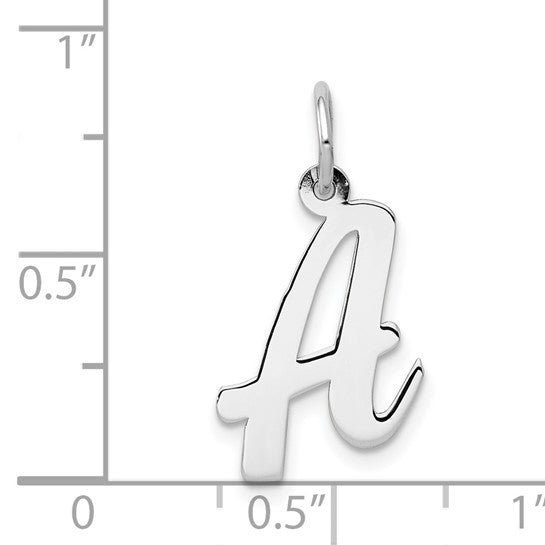 14kt White Gold Medium Script Letter A Initial Charm