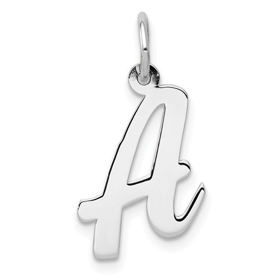 14kt White Gold Medium Script Letter A Initial Charm