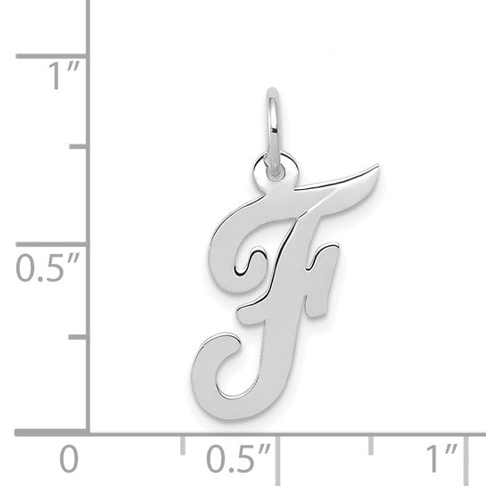 14kt White Gold Medium Script Letter F Initial Charm