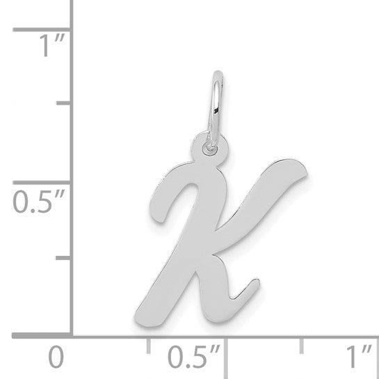 14kt White Gold Medium Script Letter K Initial Charm
