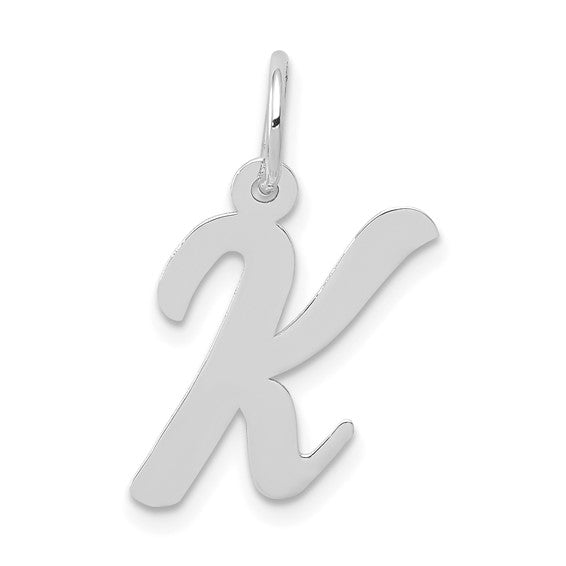 14kt White Gold Medium Script Letter K Initial Charm