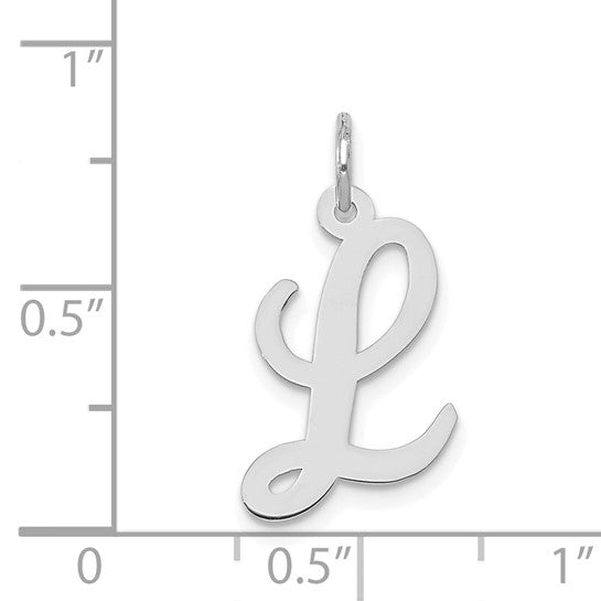 14kt White Gold Medium Script Letter L Initial Charm