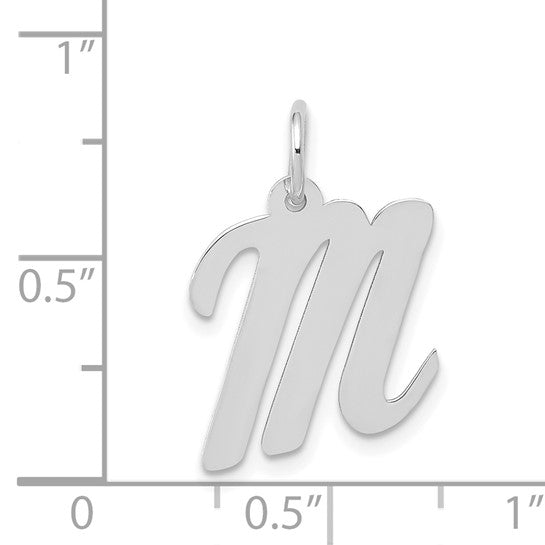 14kt White Gold Medium Script Letter M Initial Charm