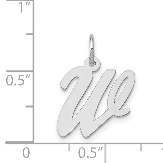 14kt White Gold Medium Script Letter W Initial Charm