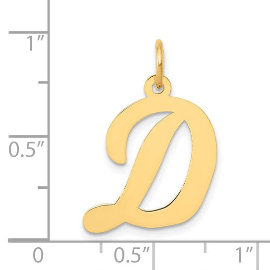 14kt Yellow Gold Large Script Letter D Initial Charm