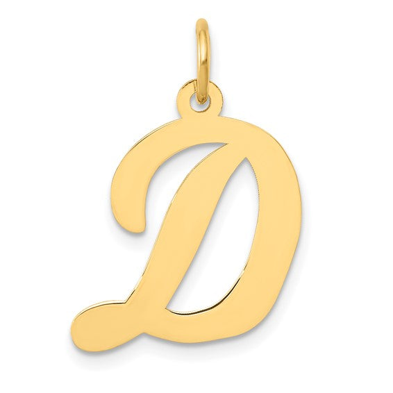 14kt Yellow Gold Large Script Letter D Initial Charm