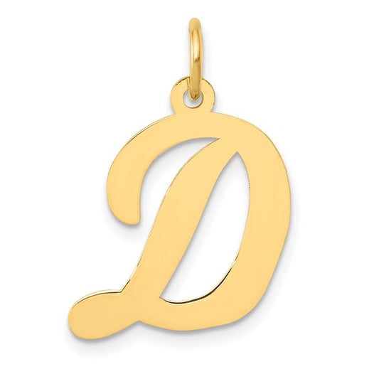 14kt Yellow Gold Large Script Letter D Initial Charm