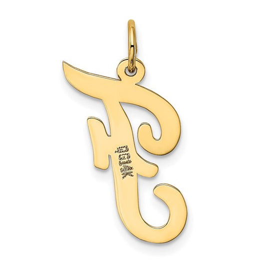 14kt Yellow Gold Large Script Letter F Initial Charm