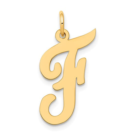 14kt Yellow Gold Large Script Letter F Initial Charm