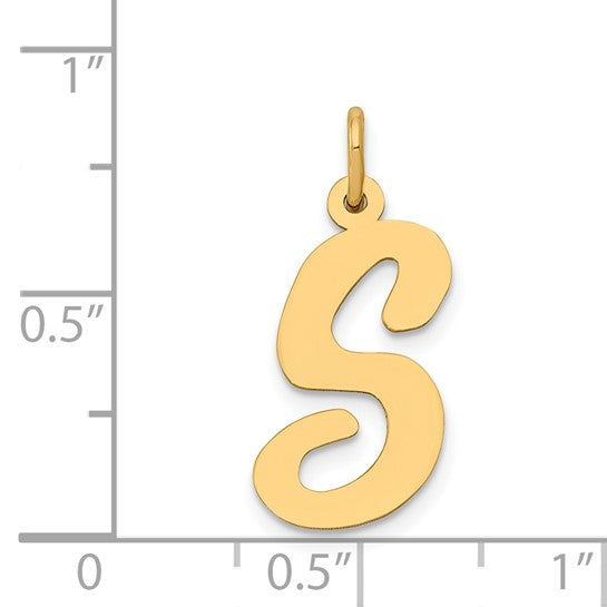 14kt Yellow Gold Large Script Letter S Initial Charm