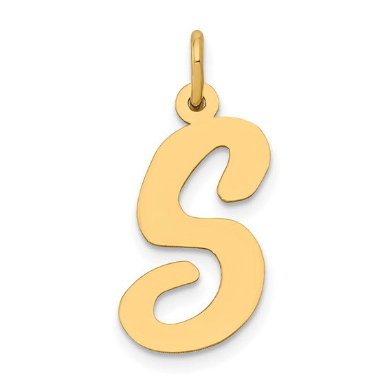 14kt Yellow Gold Large Script Letter S Initial Charm
