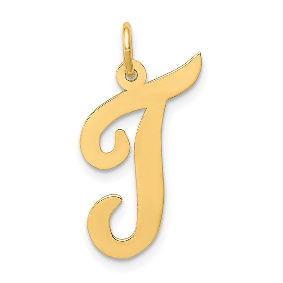 14kt Yellow Gold Large Script Letter T Initial Charm