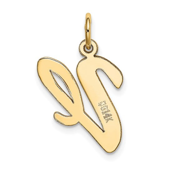 14kt Yellow Gold Large Script Letter V Initial Charm