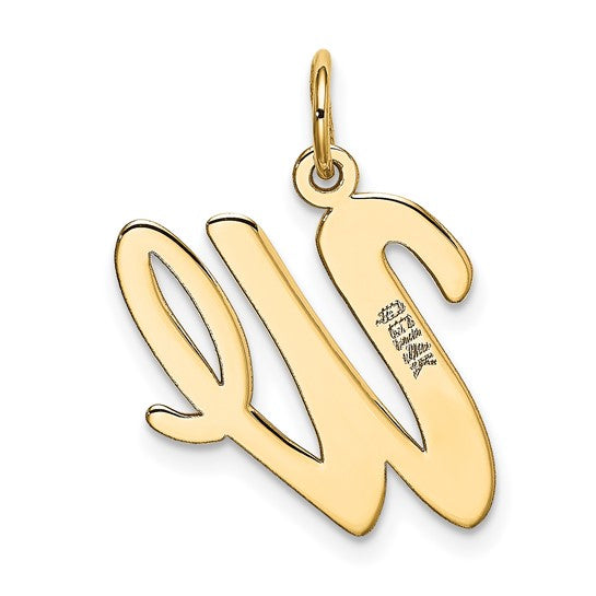 14kt Yellow Gold Large Script Letter W Initial Charm