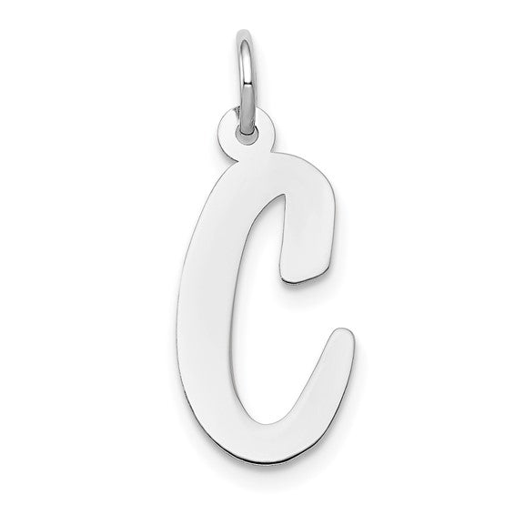 14kt White Gold Large Script Letter C Initial Charm