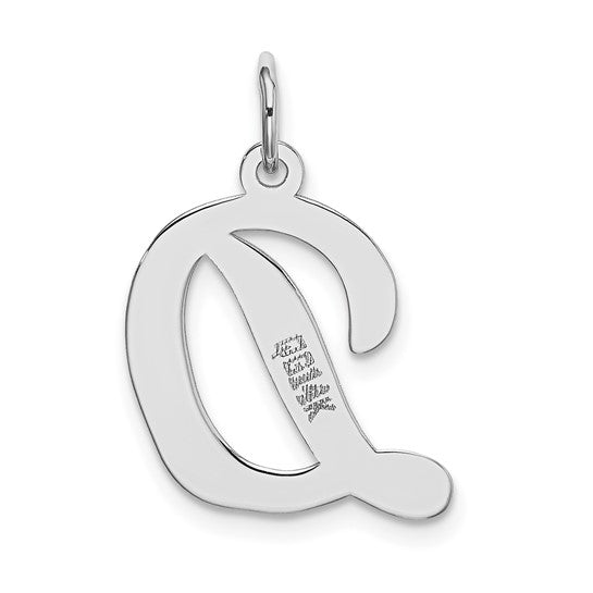 14kt White Gold Large Script Letter D Initial Charm