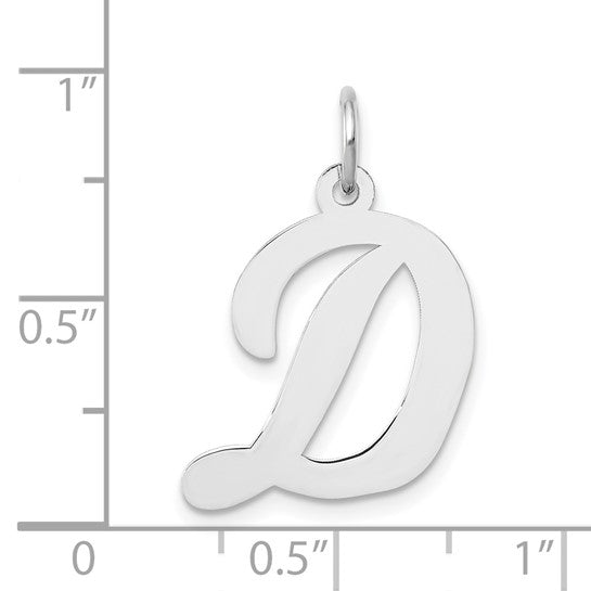 14kt White Gold Large Script Letter D Initial Charm