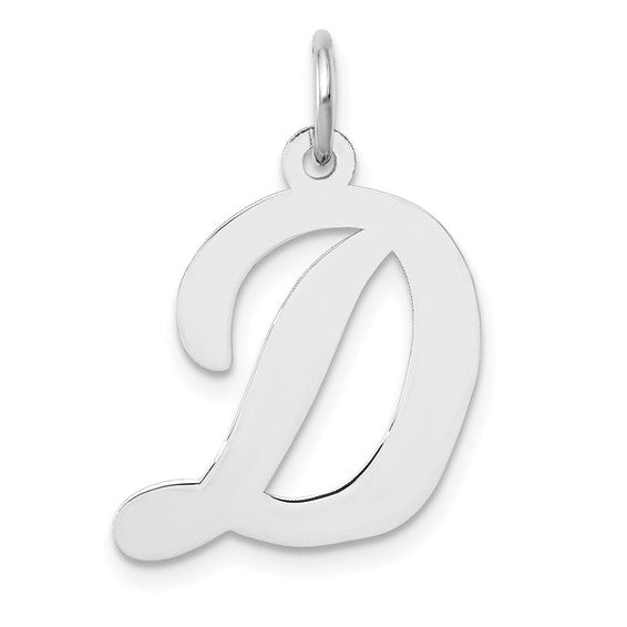 14kt White Gold Large Script Letter D Initial Charm