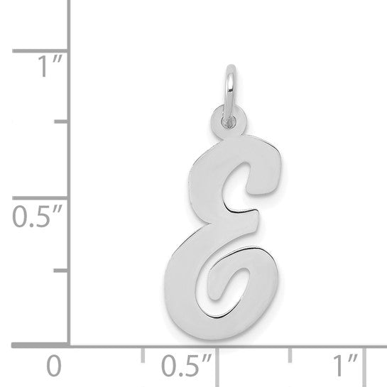 14kt White Gold Large Script Letter E Initial Charm