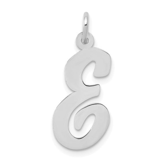 14kt White Gold Large Script Letter E Initial Charm