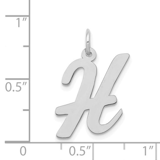 14kt White Gold Large Script Letter H Initial Charm