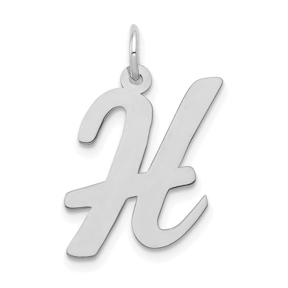 14kt White Gold Large Script Letter H Initial Charm