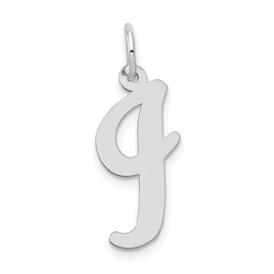 14kt White Gold Large Script Letter I Initial Charm
