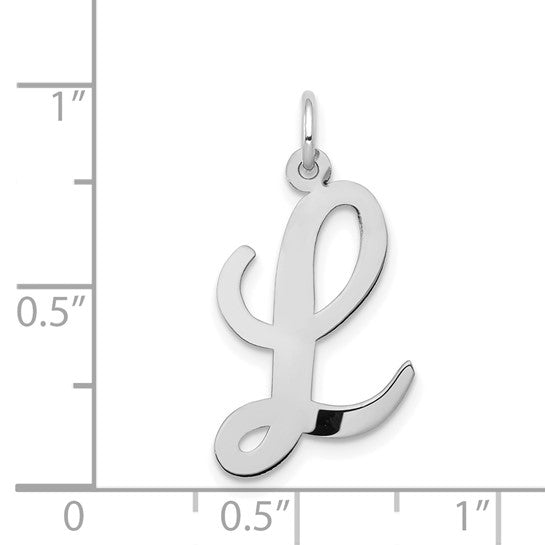 14kt White Gold Large Script Letter L Initial Charm
