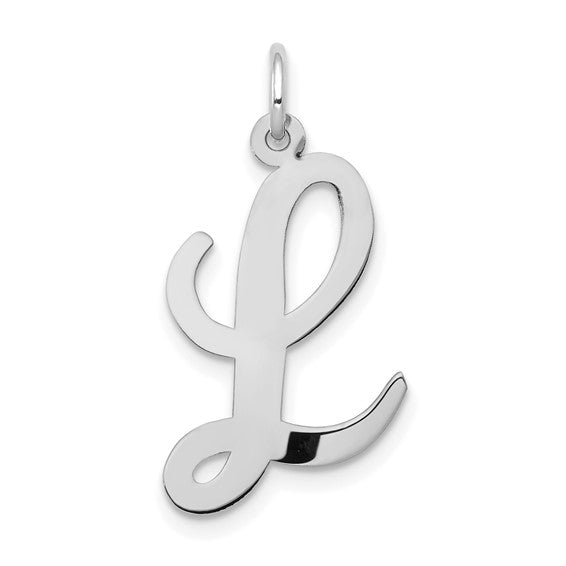 14kt White Gold Large Script Letter L Initial Charm
