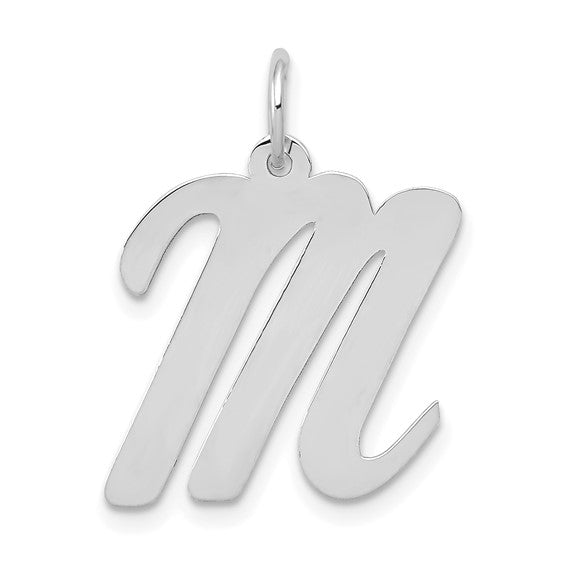 14kt White Gold Large Script Letter M Initial Charm