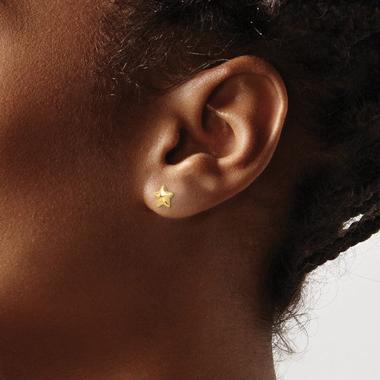 14kt Yellow Gold Polished Small Puffed Star Post Earrings