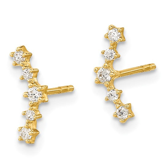 14kt Yellow Gold Polished Fancy CZ Post Earrings
